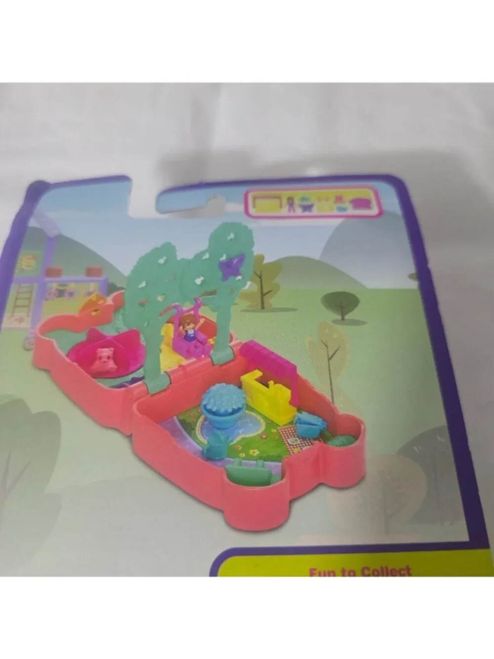 Mattel Polly Pocket Cutie Bear Picnic Mini Playset Kids Pet & Food Theme NEW